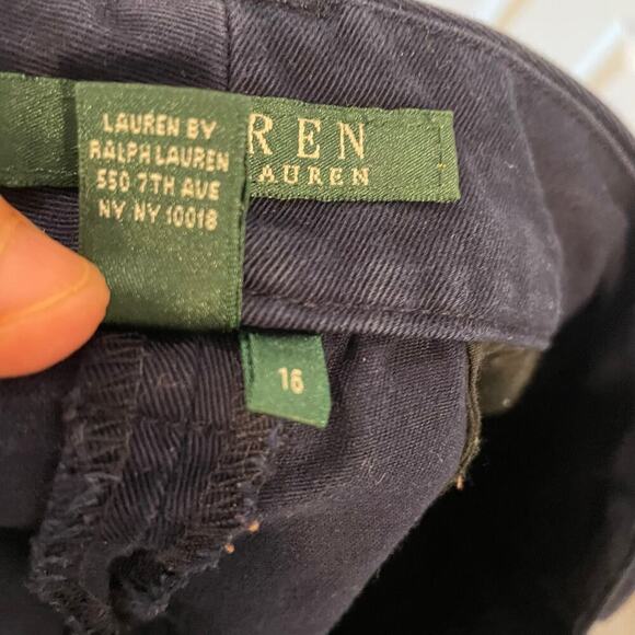 Lauren Ralph Lauren Navy Blue Cotton Flat Front Casual Shorts Womens Size 16 - Picture 11 of 15